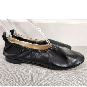 ASKA Size 40 Black Leather Ballet Flats Slip On Shoes Made In ITALY Women
